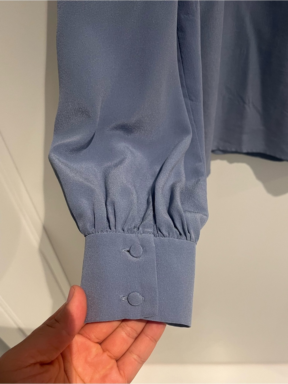 Sezane Chlo Silk Blouse in Vintage Blue - Picture 5 of 6